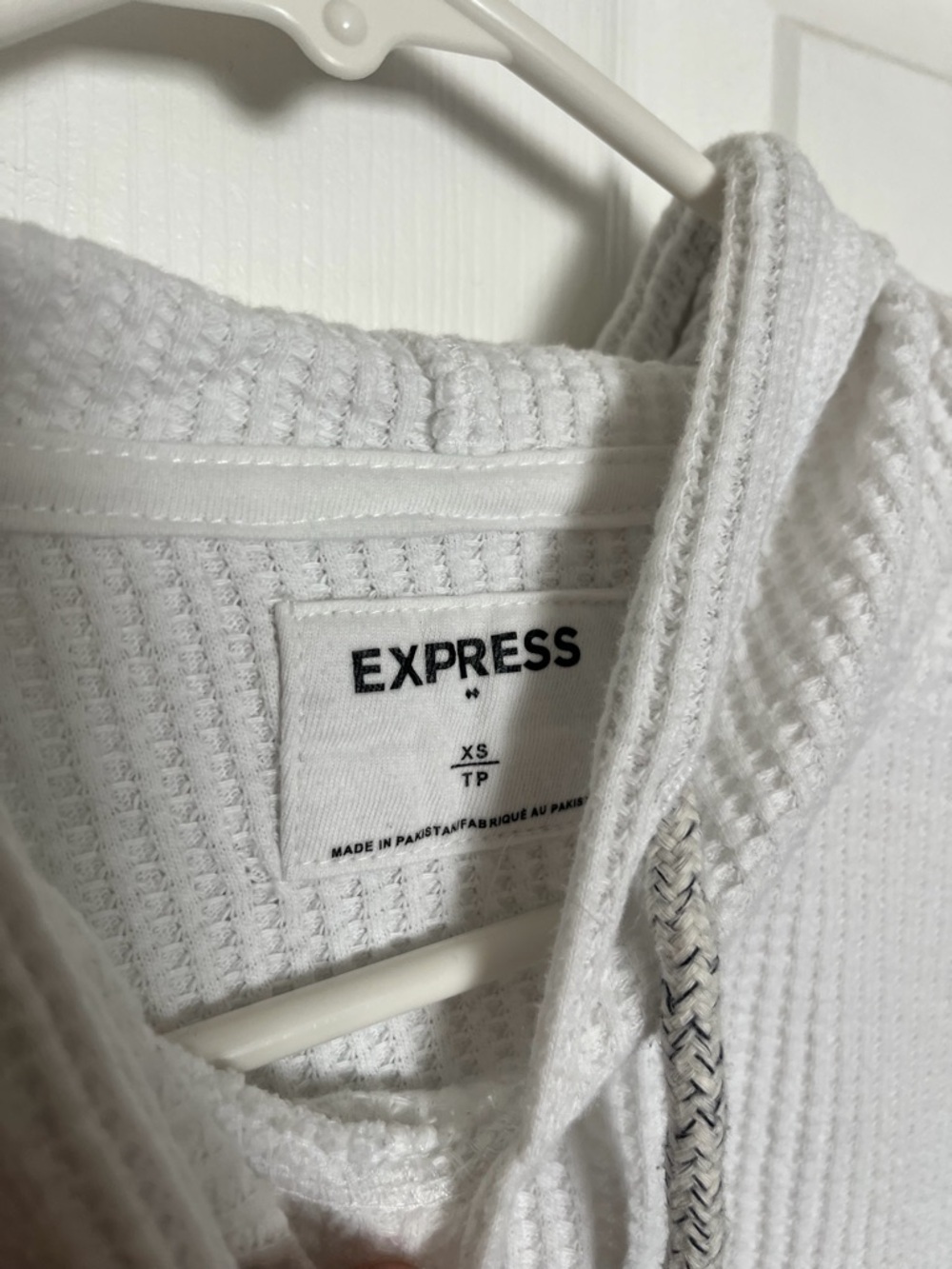 Express White Men’s XS Waffle-Knit Hoodie - Picture 2 of 7
